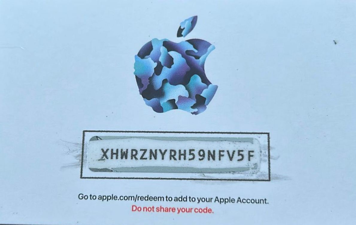 Gift card code format example